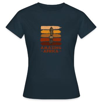 Haar Frisur Afro Afrikanisch Geschichte Kammhaar - Frauen T-Shirt - Navy - Vorne - AI Model Female 172 dark (172cm)