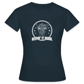Hochlandrind Kuh Rind Bauernhof Züchter - Frauen T-Shirt - Navy - Vorne - AI Model Female 172 dark (172cm)