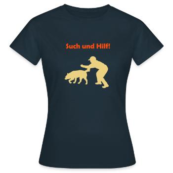 such_und_hilf_cb - Frauen T-Shirt - Navy - Vorne - AI Model Female 172 dark (172cm)