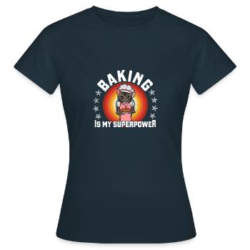 Baker Cat Cake Food Baking Hobby Dire - T-shirt Femme - marine - Devant - AI Model Female 172 dark (172cm)