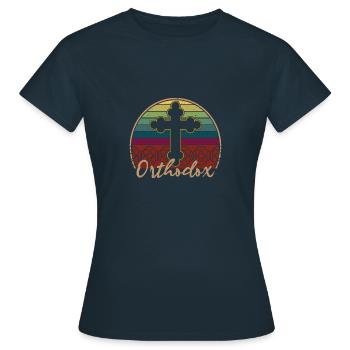 Orthodox Kreuz Christentum Balkan Herkunft - Frauen T-Shirt - Navy - Vorne - AI Model Female 172 dark (172cm)