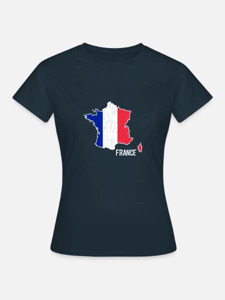 Frankreich Flagge Landkarte Umriss - Frauen T-Shirt - Navy