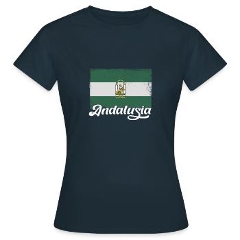 Spanien Andalusien Iberische Halbinsel Flagge - Frauen T-Shirt - Navy - Vorne - AI Model Female 172 dark (172cm)