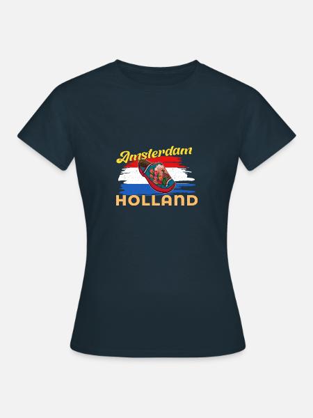 Klompendansen Holzschuhe Amsterdam Holland - Frauen T-Shirt - Navy