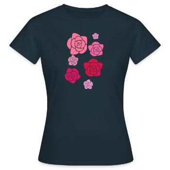 Rosen, Blumen,illustration,Rose - Frauen T-Shirt - Navy - Vorne - AI Model Female 172 dark (172cm)
