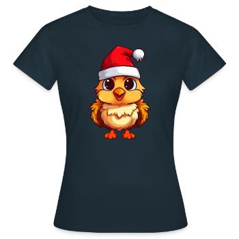 Poussin festif : la joie de Noël en plumage - T-shirt Femme - marine - Devant - AI Model Female 172 dark (172cm)