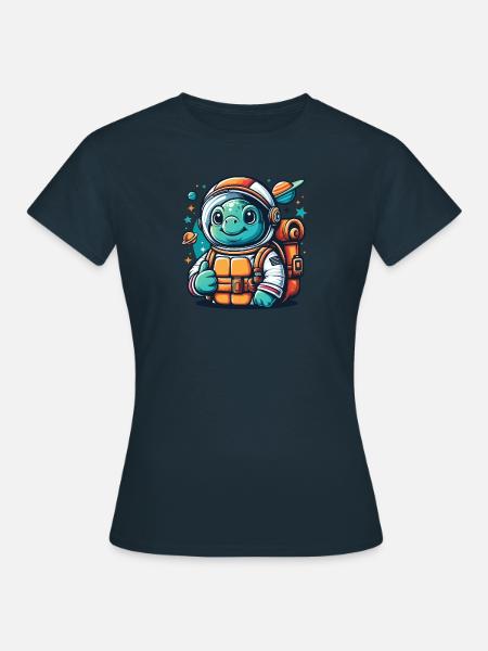 Weltraum Schildkröte - Frauen T-Shirt - Navy