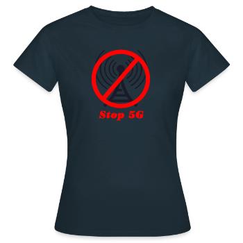 Gefährliche 5G Strahlung stoppen! - Frauen T-Shirt - Navy - Vorne - AI Model Female 172 dark (172cm)