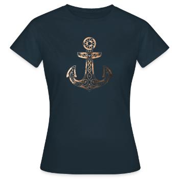 Ancre Viking - Cuivre Rétro - T-shirt Femme - marine - Devant - AI Model Female 172 dark (172cm)