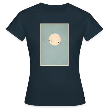 Vögel auf der Leine - Frauen T-Shirt - Navy - Vorne - AI Model Female 172 dark (172cm)