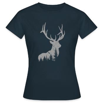 Hirsch - Frauen T-Shirt - Navy - Vorne - AI Model Female 172 dark (172cm)