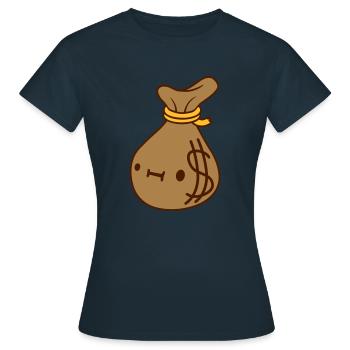 Gesicht Dollar Geld Sack - Frauen T-Shirt - Navy - Vorne - AI Model Female 172 dark (172cm)
