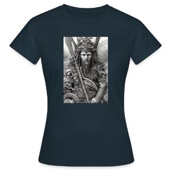 Wickinger Kämpfer in Voller Uniform - Frauen T-Shirt - Navy - Vorne - AI Model Female 172 dark (172cm)