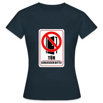 Tuer schliessen bitte | Tür schließen bitte - Frauen T-Shirt - Navy - Vorne - AI Model Female 172 dark (172cm)
