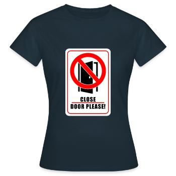 Tuer schliessen bitte | Tür schließen bitte - Frauen T-Shirt - Navy - Vorne - AI Model Female 172 dark (172cm)