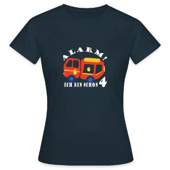 Alarm ich bin schon 4 Feuerwehr - Frauen T-Shirt - Navy - Vorne - AI Model Female 172 dark (172cm)