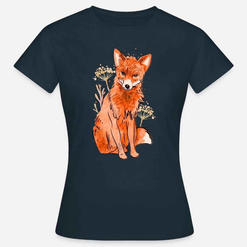 Red fox with blobs - Women's T-Shirt - navy