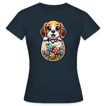 Oeuf de Pâques coloré Beagle éclosion Design - T-shirt Femme - marine - Devant - AI Model Female 172 dark (172cm)