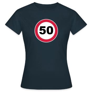 50Th anniversary 50 round birthday anniversary 3 c - Women's T-Shirt - navy - Front - AI Model Female 172 dark (172cm)