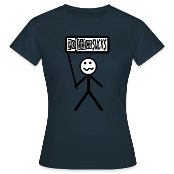 Politics Sucks - politics stinks, stick figures - Women's T-Shirt - navy - Front - AI Model Female 172 dark (172cm)