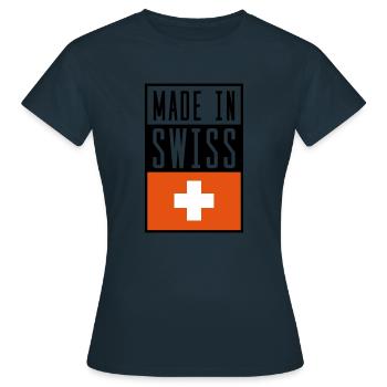 swiss made in - Frauen T-Shirt - Navy - Vorne - AI Model Female 172 dark (172cm)