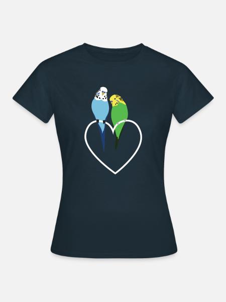 Wellensittiche Herz - Frauen T-Shirt - Navy