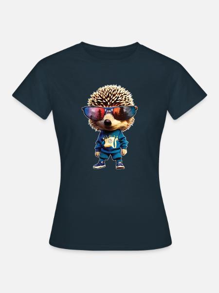 Cooler HipHop Igel mit Sonnenbrille - Frauen T-Shirt - Navy