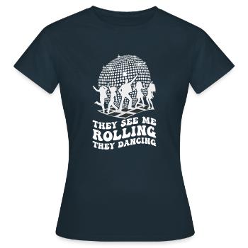 Retro Groovy Disco Ball Party Vintage Club Lifes - T-shirt Femme - marine - Devant - AI Model Female 172 dark (172cm)