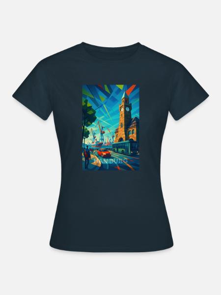 Hamburg LANDUNGSBRÜCKEN – Tor zum Hafen - Frauen T-Shirt - Navy