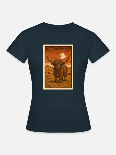 Schottisches Highlander-Rind - Frauen T-Shirt - Navy