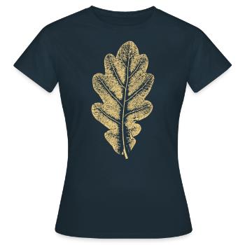 Feuille de chêne - Feuille kaki / Chêne / Arbre - T-shirt Femme - marine - Devant - AI Model Female 172 dark (172cm)