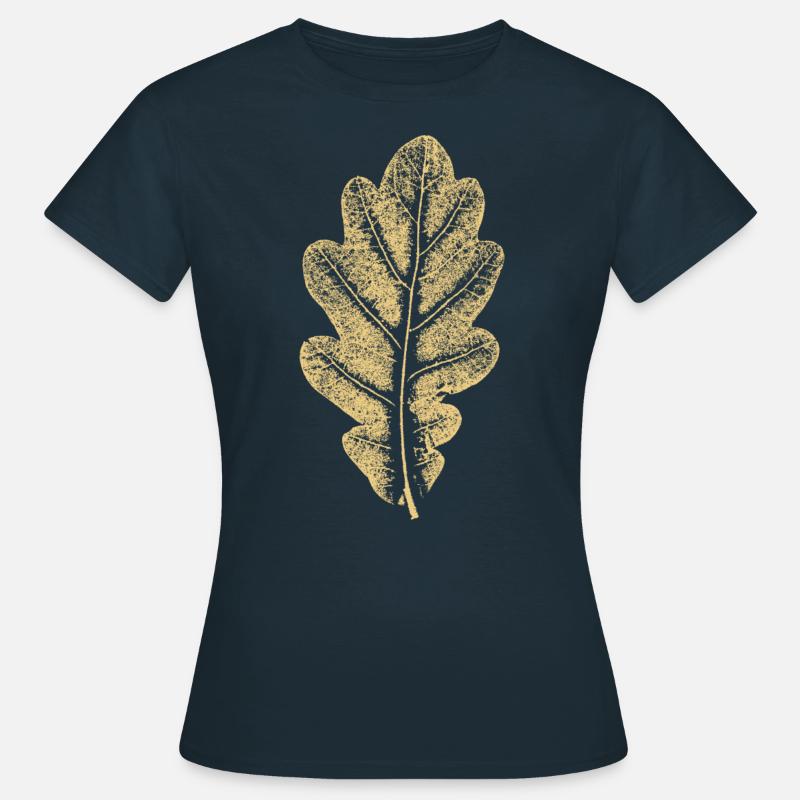 Oak Leaf - Khaki Leaf/ Oak / Tree - Women's T-Shirt - navy