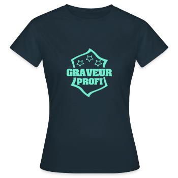 Profession Graveur - T-shirt Femme - marine - Devant - AI Model Female 172 dark (172cm)