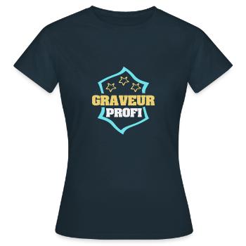 Cadeau pour graveur - T-shirt Femme - marine - Devant - AI Model Female 172 dark (172cm)