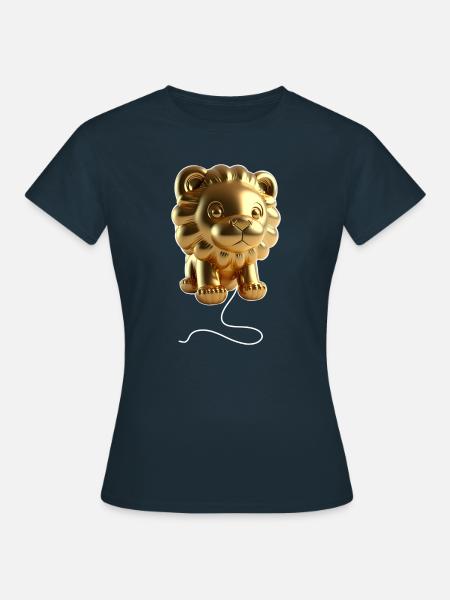 Löwe Ballon - Gold - Frauen T-Shirt - Navy