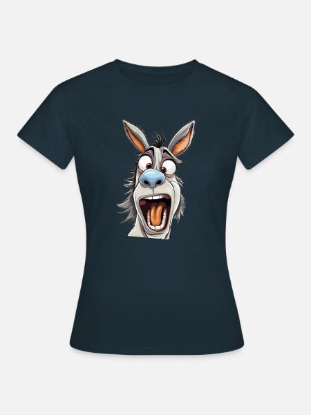 Crazy Esel - verrückter cooler Esel - Frauen T-Shirt - Navy