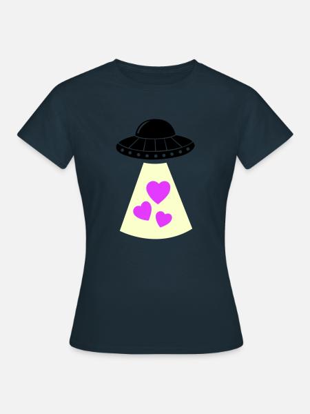 ufo herz - Frauen T-Shirt - Navy