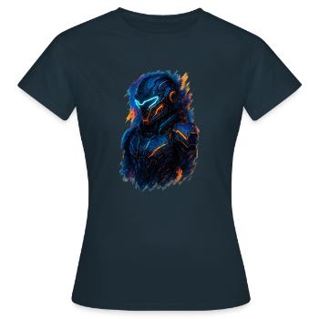 L’art futuriste d’un guerrier - T-shirt Femme - marine - Devant - AI Model Female 172 dark (172cm)