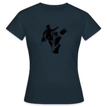 Arborist/Baumkletterer (Silhouette) - Frauen T-Shirt - Navy - Vorne - AI Model Female 172 dark (172cm)
