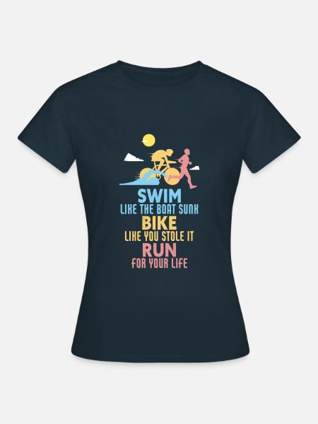Triathlon Swim Bike Run Retro Triathlete - Frauen T-Shirt - Navy