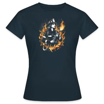 Pompier femme - T-shirt Femme - marine - Devant - AI Model Female 172 dark (172cm)