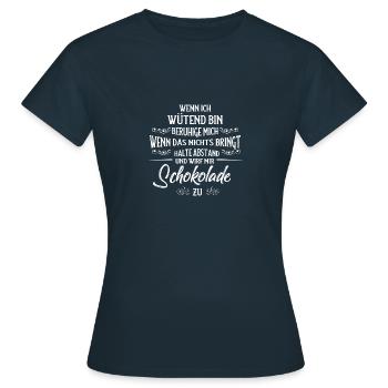 Wut Liebe und Schokolade - Frauen T-Shirt - Navy - Vorne - AI Model Female 172 dark (172cm)