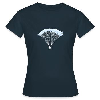 Parachutiste en silhouette nuageuse - T-shirt Femme - marine - Devant - AI Model Female 172 dark (172cm)