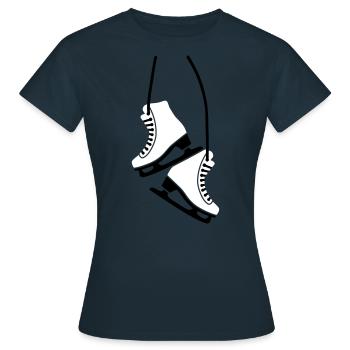 Schlittschuh - Frauen T-Shirt - Navy - Vorne - AI Model Female 172 dark (172cm)