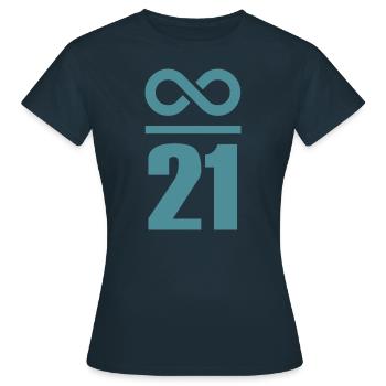 Unendlich durch 21 Millionen Bitcoin - Frauen T-Shirt - Navy - Vorne - AI Model Female 172 dark (172cm)