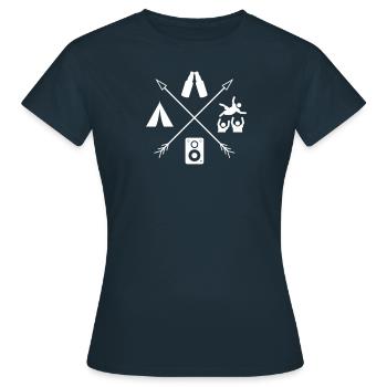 Festival Tenue Fête Concert Camping Été - T-shirt Femme - marine - Devant - AI Model Female 172 dark (172cm)
