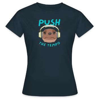 Poussez la tortue tempo avec des écouteurs - T-shirt Femme - marine - Devant - AI Model Female 172 dark (172cm)