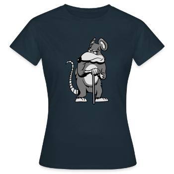 Rat vieux de mauvaise humeur - T-shirt Femme - marine - Devant - AI Model Female 172 dark (172cm)