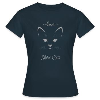 Silvercats Lover - Frauen T-Shirt - Navy - Vorne - AI Model Female 172 dark (172cm)
