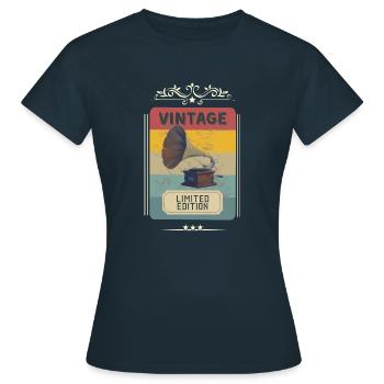Gramophone vintage - édition limitée - T-shirt Femme - marine - Devant - AI Model Female 172 dark (172cm)